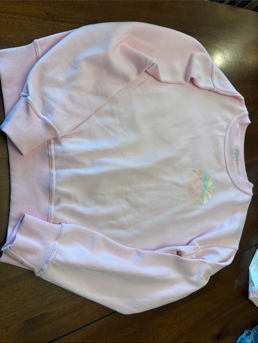 Pastel Pink Crewneck Sweatshirt with Subtle Chest Motif
